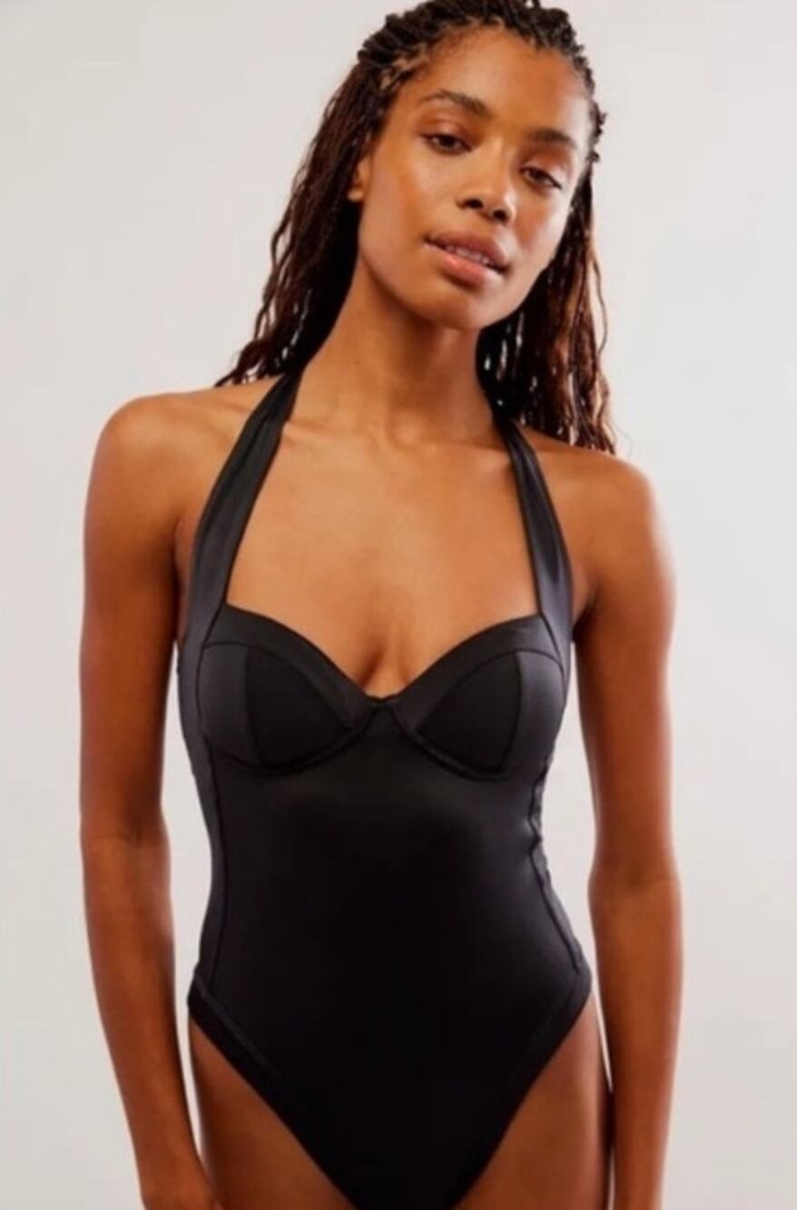 We are HAH Pull Thru Black One Piece Swimsuit - M
